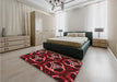 Patterned Maroon Red Rug in a Bedroom, pat1526rd