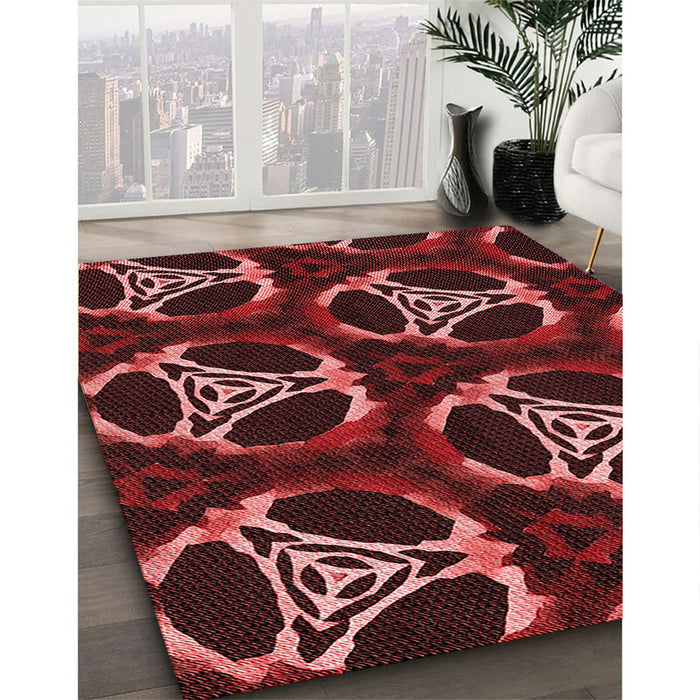 Patterned Maroon Red Rug in Family Room, pat1526rd