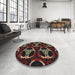 Round Patterned Brown Novelty Rug in a Office, pat1526