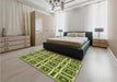 Patterned Green Rug in a Bedroom, pat1527brn