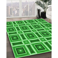 Patterned Neon Green Rug, pat1527grn