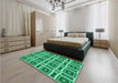 Patterned Lime Mint Green Rug in a Bedroom, pat1527lblu