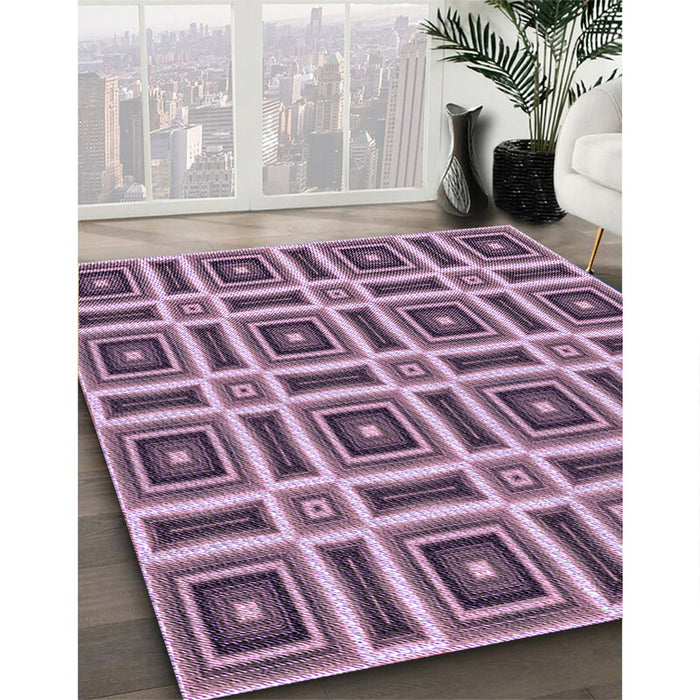 Patterned Purple Rug in Family Room, pat1527pur