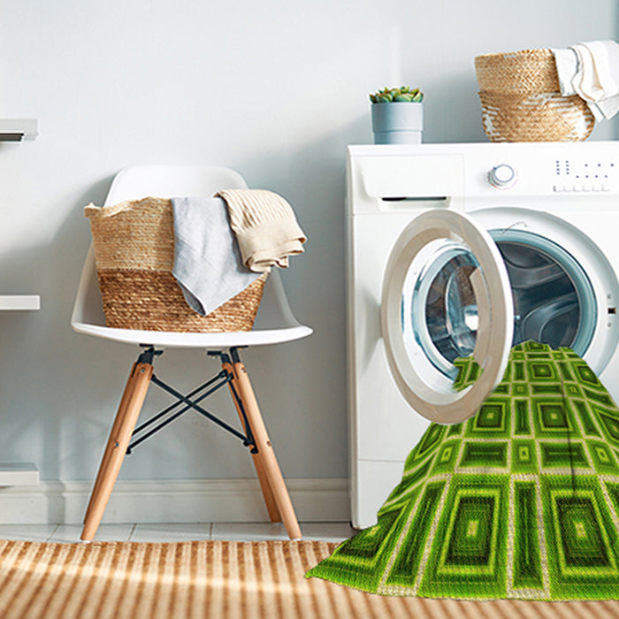 Machine Washable Transitional Green Rug in a Washing Machine, wshpat1527yw