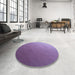 Round Patterned Purple Mimosa Purple Rug in a Office, pat1528blu