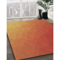 Patterned Neon Red Rug, pat1528brn