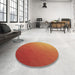 Round Patterned Neon Red Rug in a Office, pat1528brn