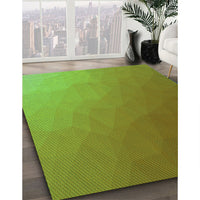 Patterned Olive Green Rug, pat1528grn