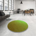 Round Patterned Olive Green Rug in a Office, pat1528grn