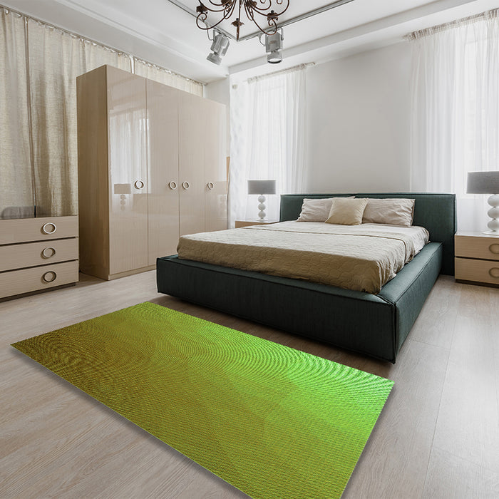 Patterned Olive Green Rug in a Bedroom, pat1528grn