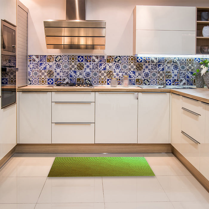 Patterned Olive Green Rug in a Kitchen, pat1528grn