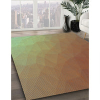 Patterned Mahogany Brown Rug, pat1528lblu