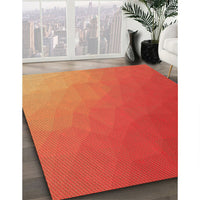 Patterned Neon Orange Rug, pat1528org