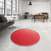 Round Patterned Red Rug in a Office, pat1528rd