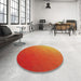 Round Machine Washable Transitional Orange Rug in a Office, wshpat1528