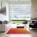 Square Patterned Orange Novelty Rug in a Living Room, pat1528