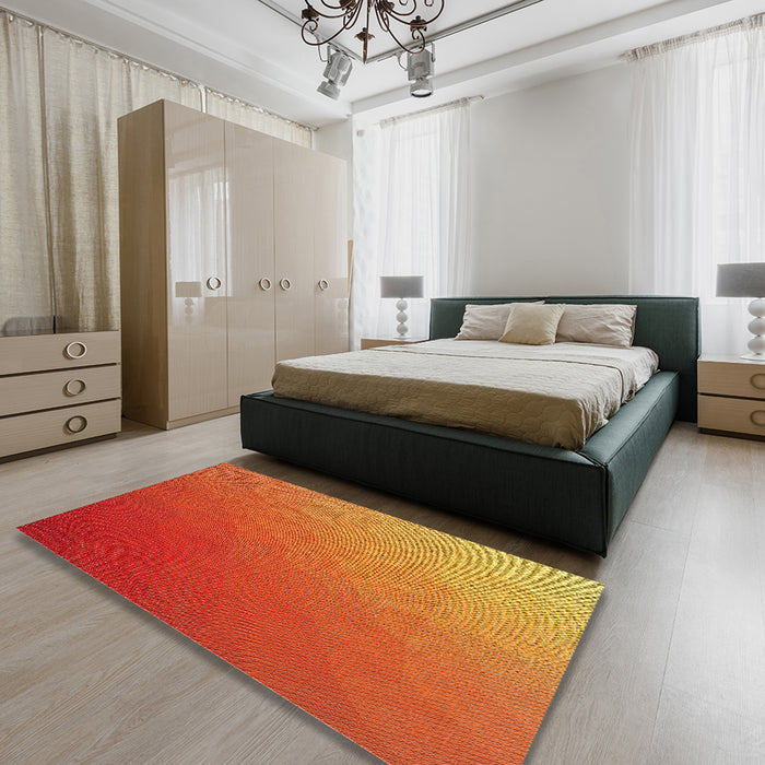 Patterned Orange Novelty Rug in a Bedroom, pat1528