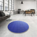 Round Patterned Sky Blue Rug in a Office, pat1529blu