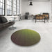 Round Patterned Dark Yellow Green Rug in a Office, pat1529brn