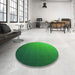 Round Patterned Green Rug in a Office, pat1529grn