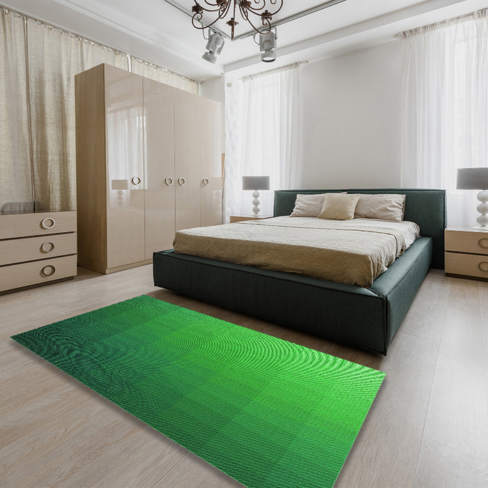 Patterned Green Rug in a Bedroom, pat1529grn