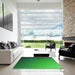 Square Patterned Green Rug in a Living Room, pat1529grn