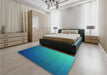 Patterned Dark Turquoise Green Rug in a Bedroom, pat1529lblu