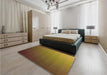 Patterned Dark Bronze Brown Rug in a Bedroom, pat1529org