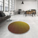 Round Patterned Dark Bronze Brown Rug in a Office, pat1529org