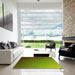 Square Patterned Pistachio Green Rug in a Living Room, pat1529yw