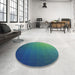 Round Patterned Blue Novelty Rug in a Office, pat1529