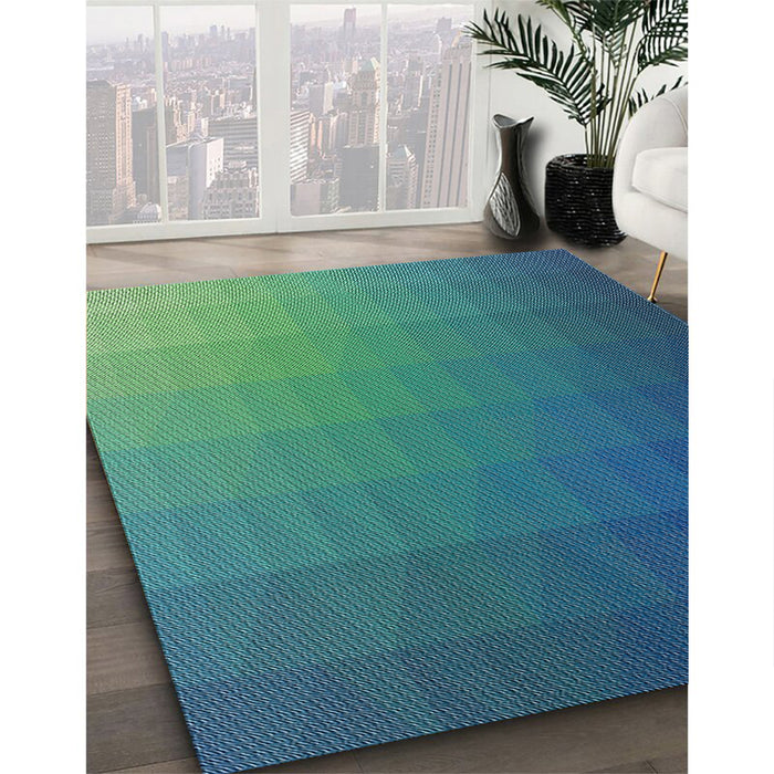 Patterned Blue Novelty Rug in Family Room, pat1529