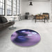 Round Patterned Medium Purple Rug in a Office, pat153blu