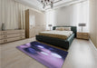 Patterned Medium Purple Rug in a Bedroom, pat153blu