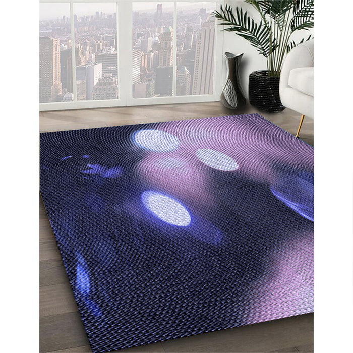 Patterned Medium Purple Rug in Family Room, pat153blu