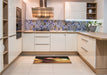 Patterned Red Rug in a Kitchen, pat153brn