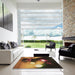 Square Patterned Red Rug in a Living Room, pat153brn