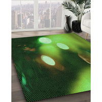 Patterned Dark Forest Green Rug, pat153grn