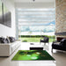 Square Patterned Dark Forest Green Rug in a Living Room, pat153grn