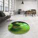 Round Patterned Dark Forest Green Rug in a Office, pat153grn
