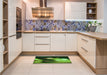 Patterned Dark Forest Green Rug in a Kitchen, pat153grn