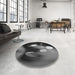 Round Patterned Charcoal Black Rug in a Office, pat153gry