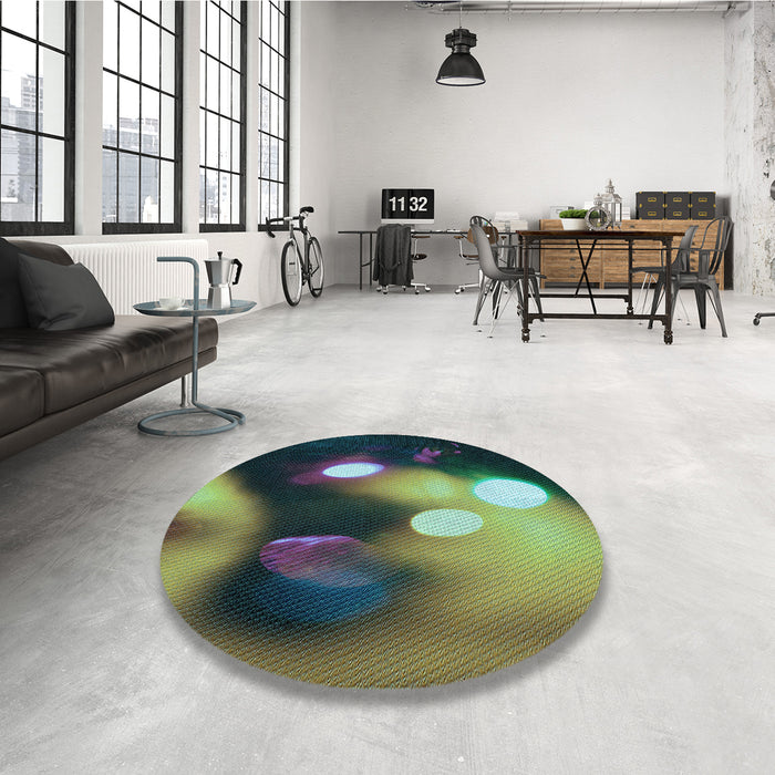 Round Patterned Green Rug in a Office, pat153lblu