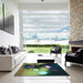 Square Patterned Green Rug in a Living Room, pat153lblu