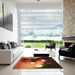 Square Patterned Orange Rug in a Living Room, pat153org