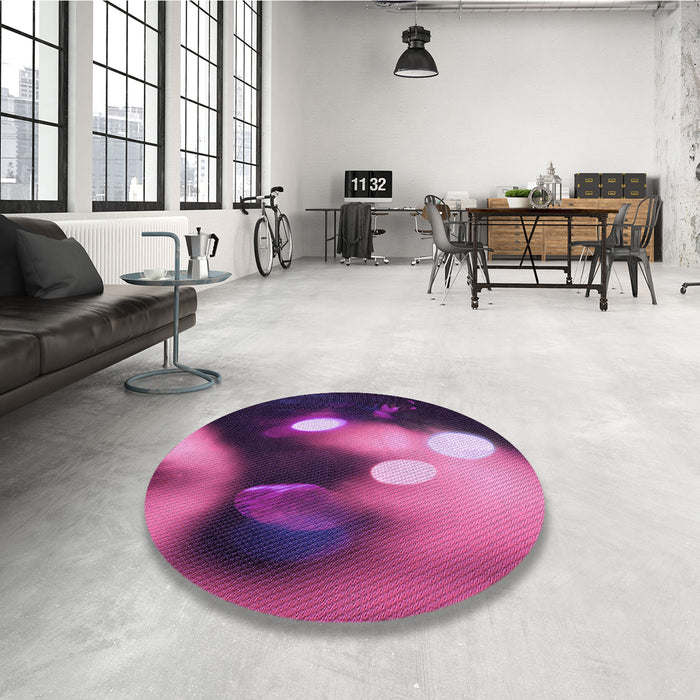 Round Patterned Orchid Purple Rug in a Office, pat153pur