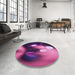 Round Patterned Orchid Purple Rug in a Office, pat153pur