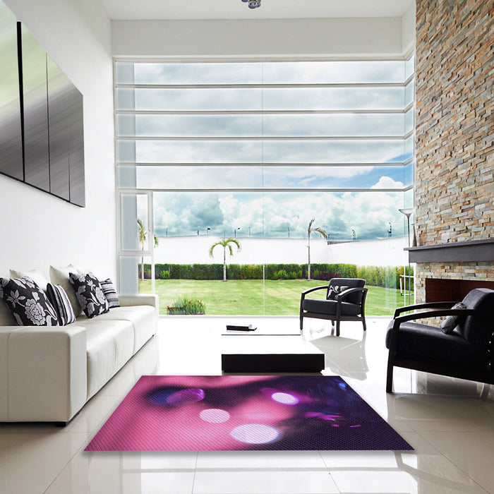 Square Patterned Orchid Purple Rug in a Living Room, pat153pur