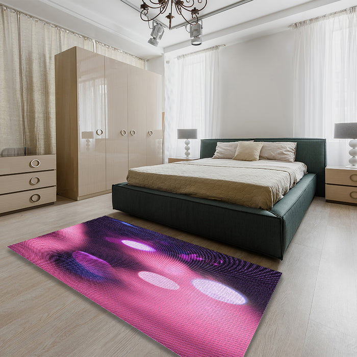 Round Machine Washable Transitional Orchid Purple Rug in a Office, wshpat153pur