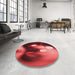 Round Patterned Red Rug in a Office, pat153rd